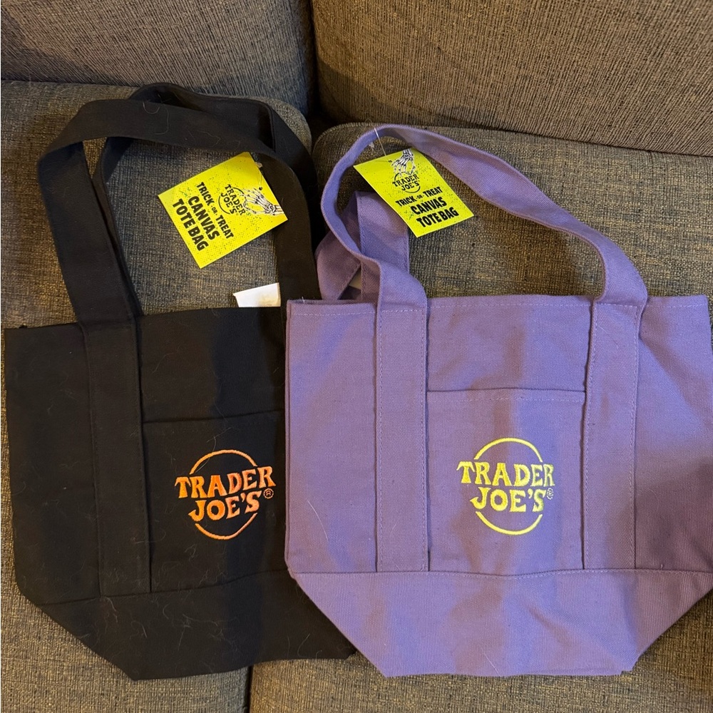 Trader Joe's Canvas Tote Bag - Black & Purple